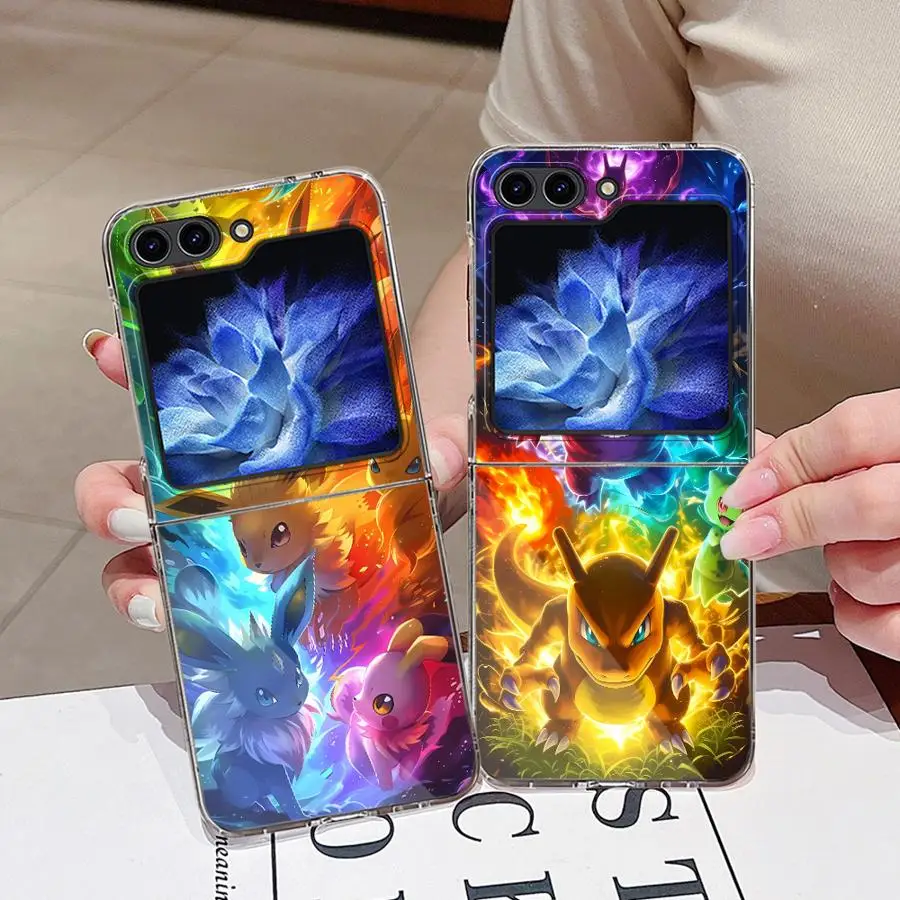 Funda para Samsung Galaxy ZFlip6 ZFlip7 ZFlip4 ZFlip5 Z Flip 7 6 5 4 3 ZFlip3 funda dura para teléfono Anime Pikachu Gengar