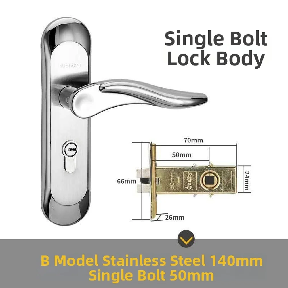 Interior Privacy Door Handle Lock Door Lever For Bathroom Bedroom Stainless Steel Single / Double Tongue Door Lock Hardware