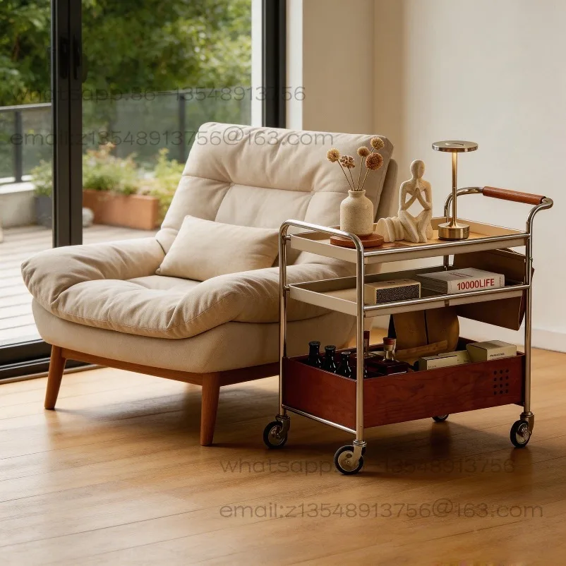 Medieval small apartment sofa edge few solid wood movable living room trolley coffee table corner few