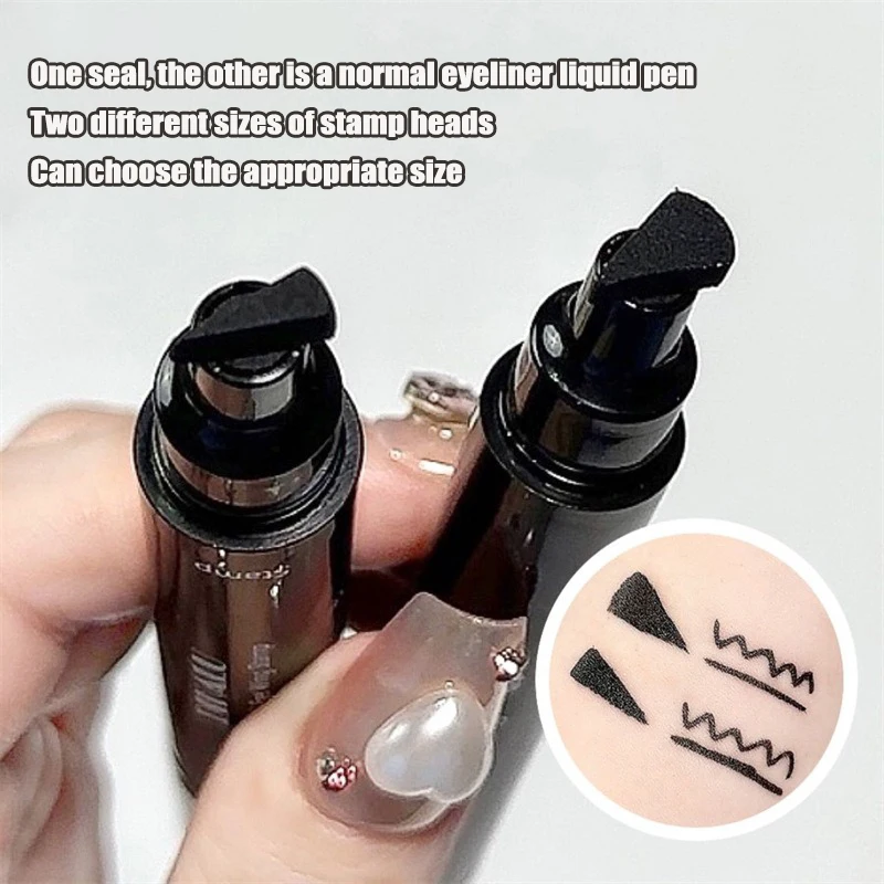 Black Double-ended Triangle Seal Eyeliner Pen Waterproof Lasting Non-smudge Quick-drying Stamp Liquid Eye Liner Pencil Cosmetic