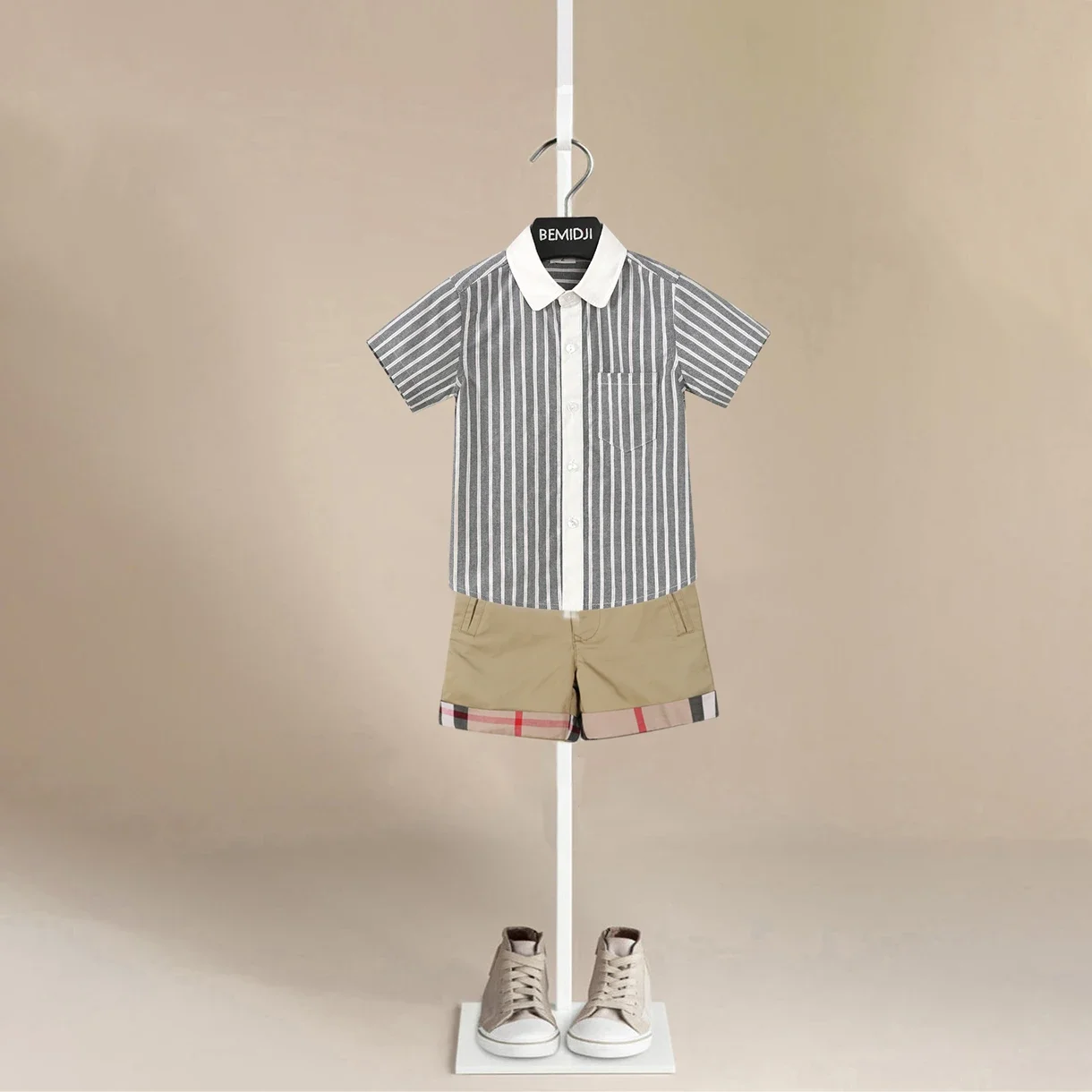 Summer Children Baby Clothes Short Sleeve Striped Shirt Pants Gentlemen Elegant Suit Kids Tracksuit For Toddler Boys Casual Sets