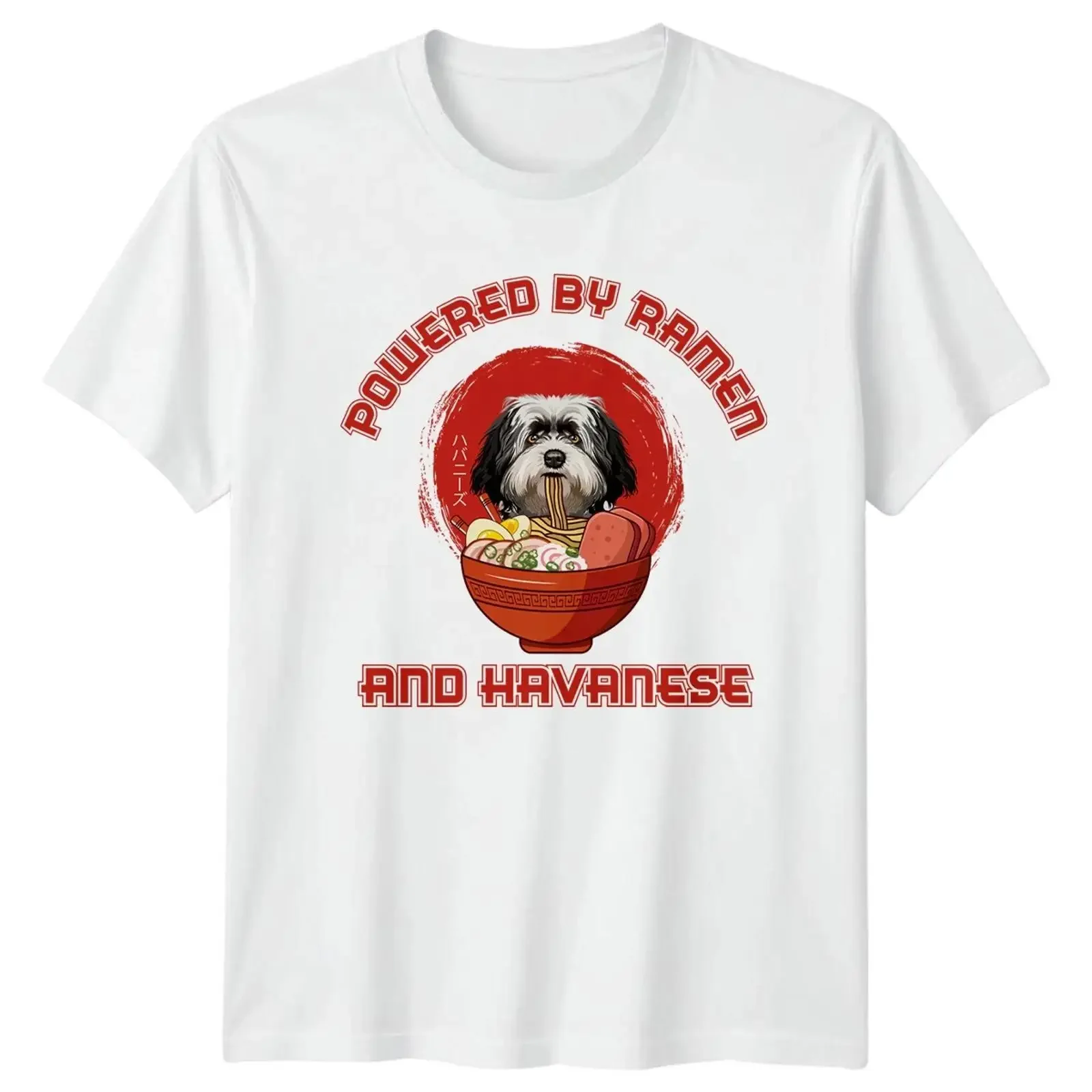 Powered By Ramen And Havanese T-Shirt Hunderasse Japanisches Futter Tierbesitzer Vintage Washed Stretched Vielseitig Unisex