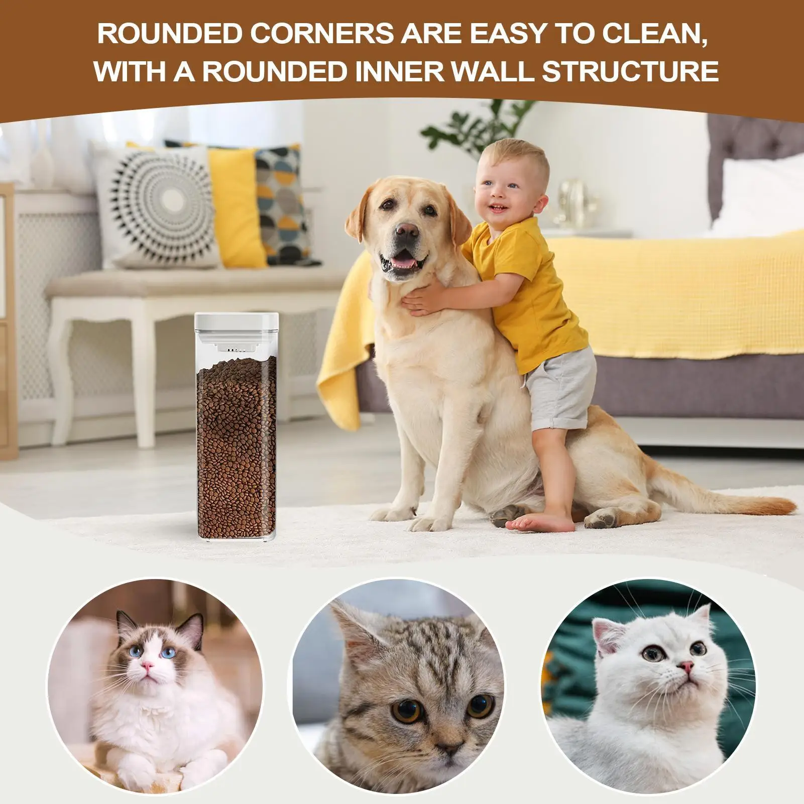 

Dog Food Storage Airtight Cereal Container Leakproof Cat Treat Storage For Dried Fruit Coffee Beans Nuts Grain Sealed Jar