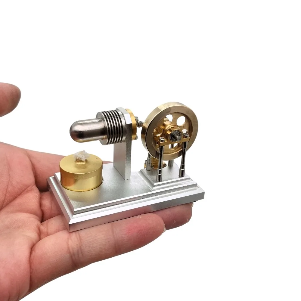 

Single Cylinder Stirling Engine in The Palm of Your Hand J06K Micro Horizontal Stirling Engine Model Brass Stainless Steel