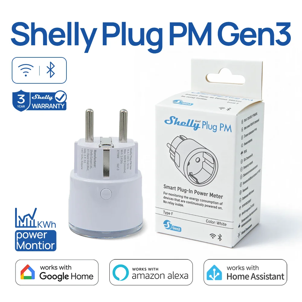Shelly Plug PM Gen3 16A Real-Time Power Monitor Precision Energy Consumption Detection Trend Analysis Unable to Switch On/Off