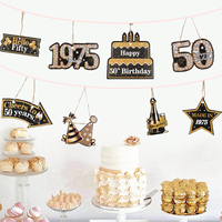 50 Year Birthday Paper Banner Flag 50th Happy Birthday Party Decoration Adult Anniversary Birthday Party Supplies Favors Banner
