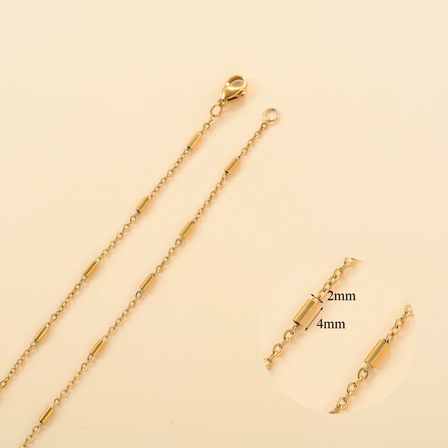 18K vergoldete Damen-Halskette aus Edelstahl, dünne Kette, verstellbar, wasserdicht, lange, mehrlagige Gliederkette, DIY-Schmuckherstellung für Männer – Detail 5