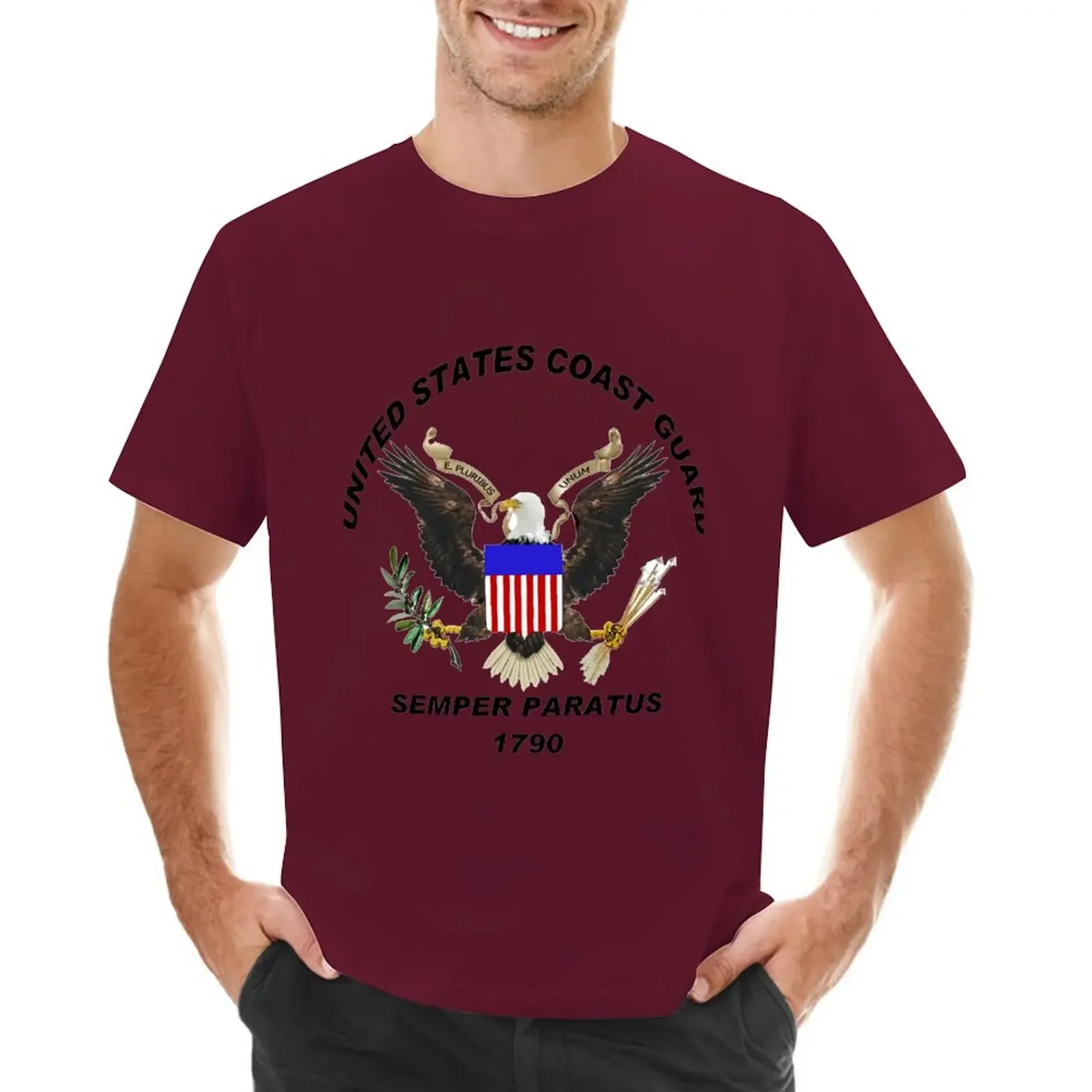 Customs Design Your Own Cute Clothes Graphics Men's Clothing U. S. Coast Guard Semper Paratus Logo T-Shirt Oversized Clothing