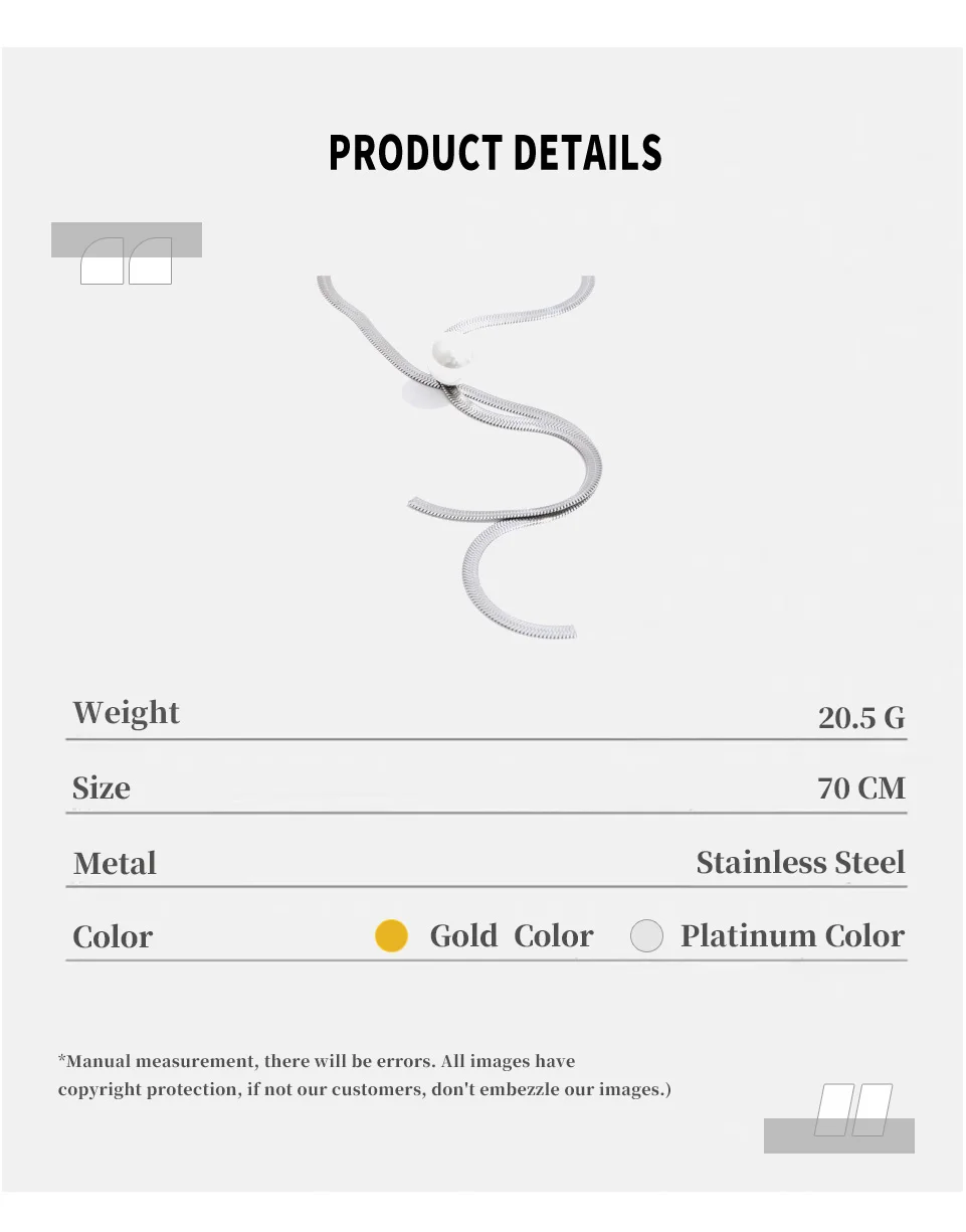 NiNice 70 سنتيمتر الفولاذ المقاوم للصدأ تقليد اللؤلؤ ثعبان سلسلة قطرة طويلة قلادة سترة سلسلة مجوهرات الأزياء بالجملة #6