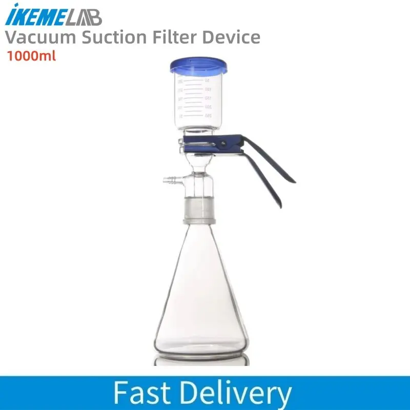 IKEME 1000ml Borosilicate 3.3 Vacuum Suction Filter Device Sand Core Glass Vacuum Filtration Membrane Solvent Filter for Lab Use