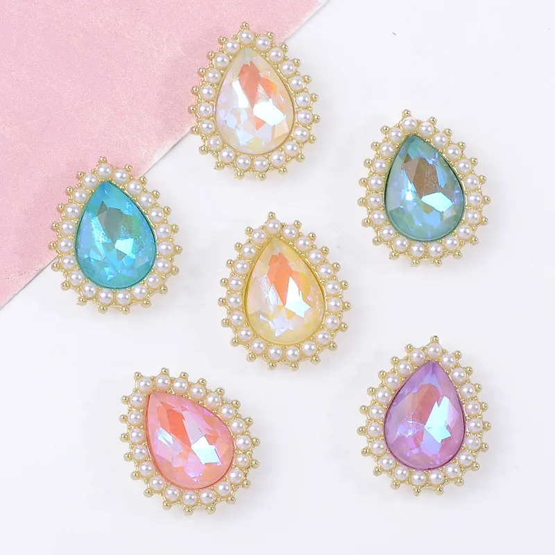 

100Pcs sets DIY handmade bags, clothing accessories, mocha 6-color pearl lace water drop flower plate accessories, direct supply