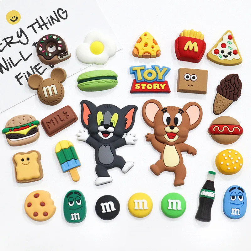 MINISO Dynamic Tom and Jerry set Food Theme for Cute Cartoon Shoe Charms Decoration Accessories for Classic Clog X-mas Gifts image 2
