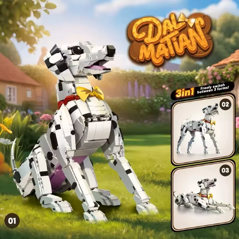 

2026 New MOC Creative Dalmatian Dog Building Blocks Set 3 in 1 Animal Model Kit DIY Children Assembly Bricks Toys Birthday Gift​