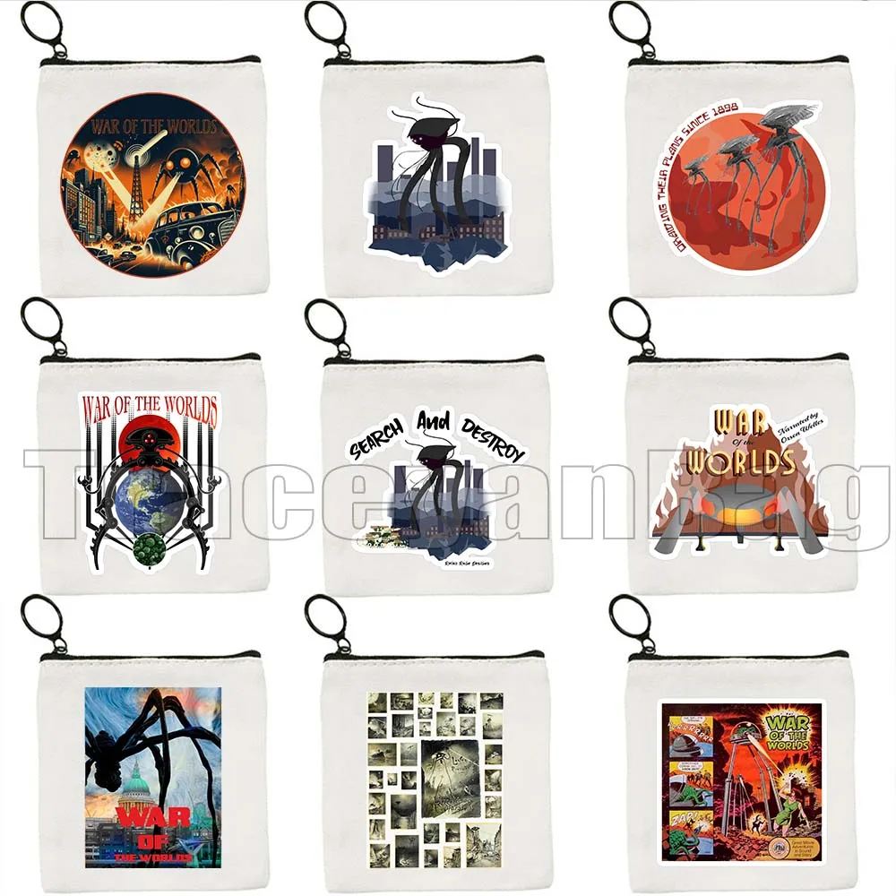

Vintage War Of The Worlds Martian Tripod Spacecraft Thunderchild Fan Gifts Coin Purse Bag Small Square Key Card Bag Wallet Pouch