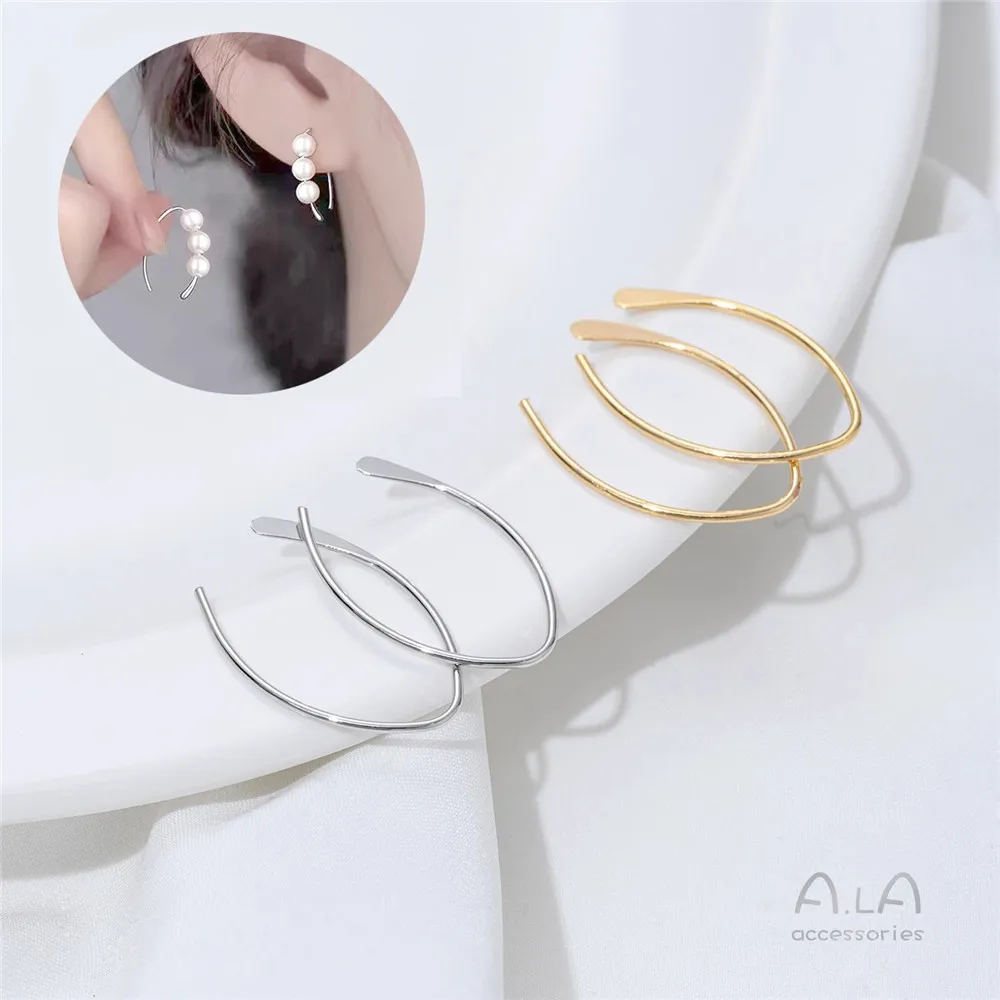 

R611 14K Gold-plated Line Earrings, U-shaped Ear Hooks, Diy Pearl Handcrafted Ear Hook Accessories, Ear Jewelry Materials