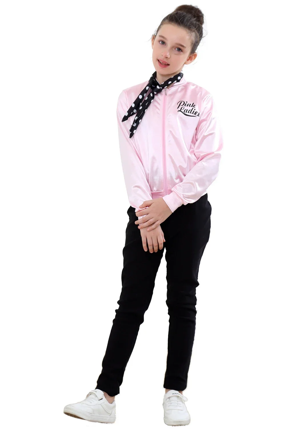 Smarować przebranie na karnawał różowe panie Gang Girl damskie kurtka dziecięca Retro fantazyjna kurtka cheerleaderka na Halloween karnawał ubiór imprezowy
