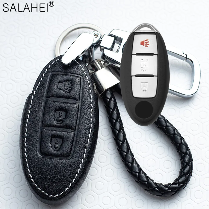 

Leather Car Key Case Cover For Nissan Qashqai J10 J11 X-Trail t31 t32 kicks Tiida Pathfinder Murano Note Juke 370Z Cube Micra