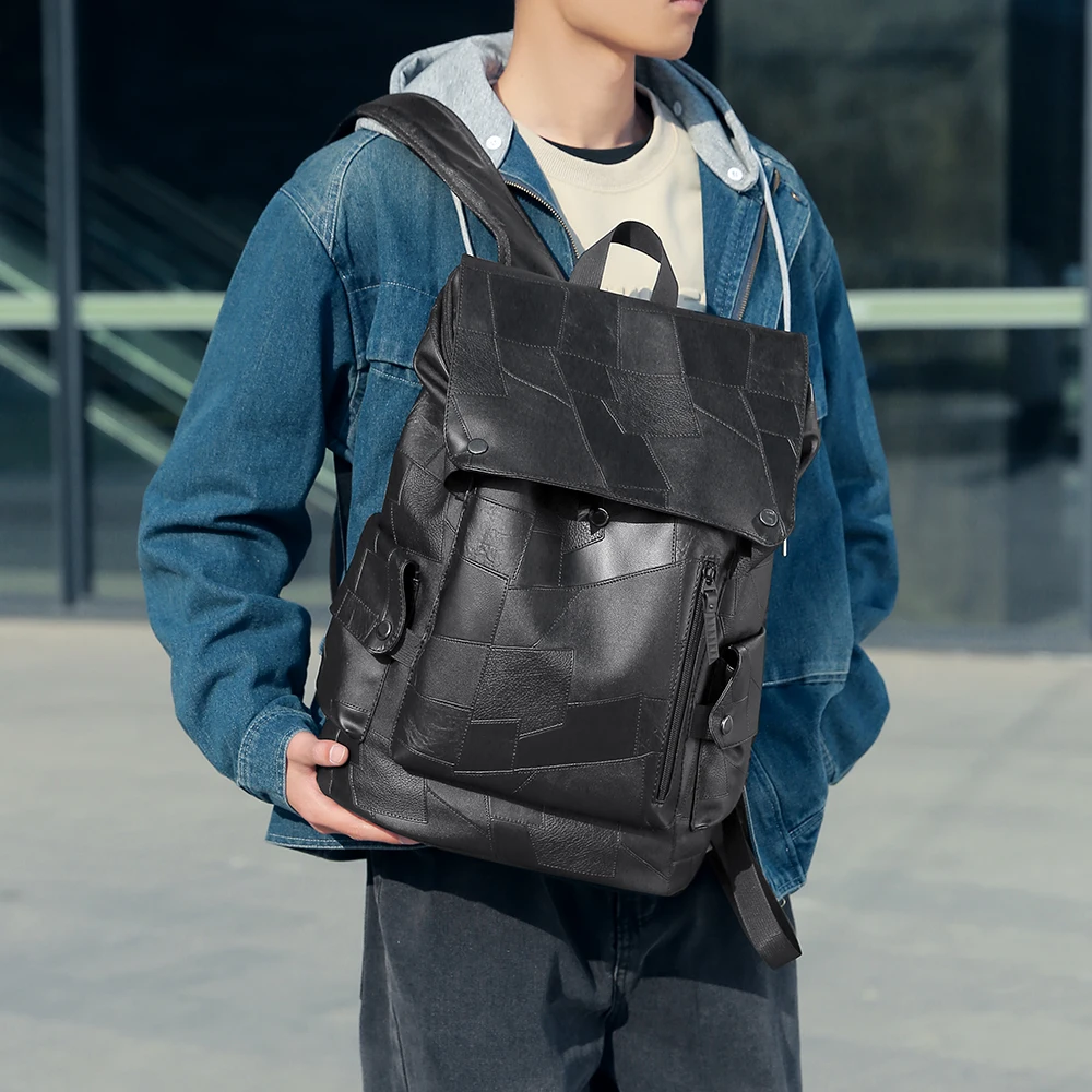 กระเป๋าเดินทางหนังลำลองสำหรับผู้ชาย แบรนด์แฟชั่น รุ่น Bapa ความจุขนาดใหญ่ กระเป๋าสะพายไหล่คู่ สำหรับใช้ในชีวิตประจำวัน