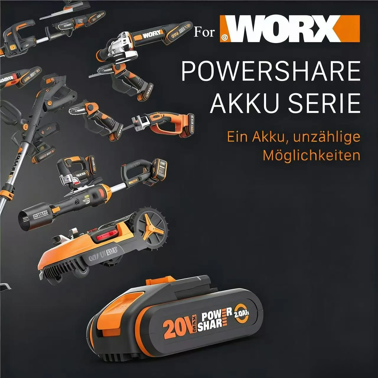 

For Worx 20 V Lithium Battery WA3553 Compatible for Worx 20 Volt 8.0Ah Battery WA3551 WA3553 WA3572 WA3641 WX390 WX176 WX178