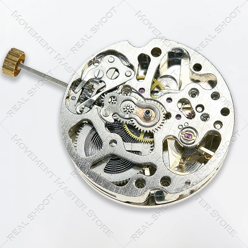7120 Skeleton Automatic Watch Movement New Chinese 3 Hands Silver