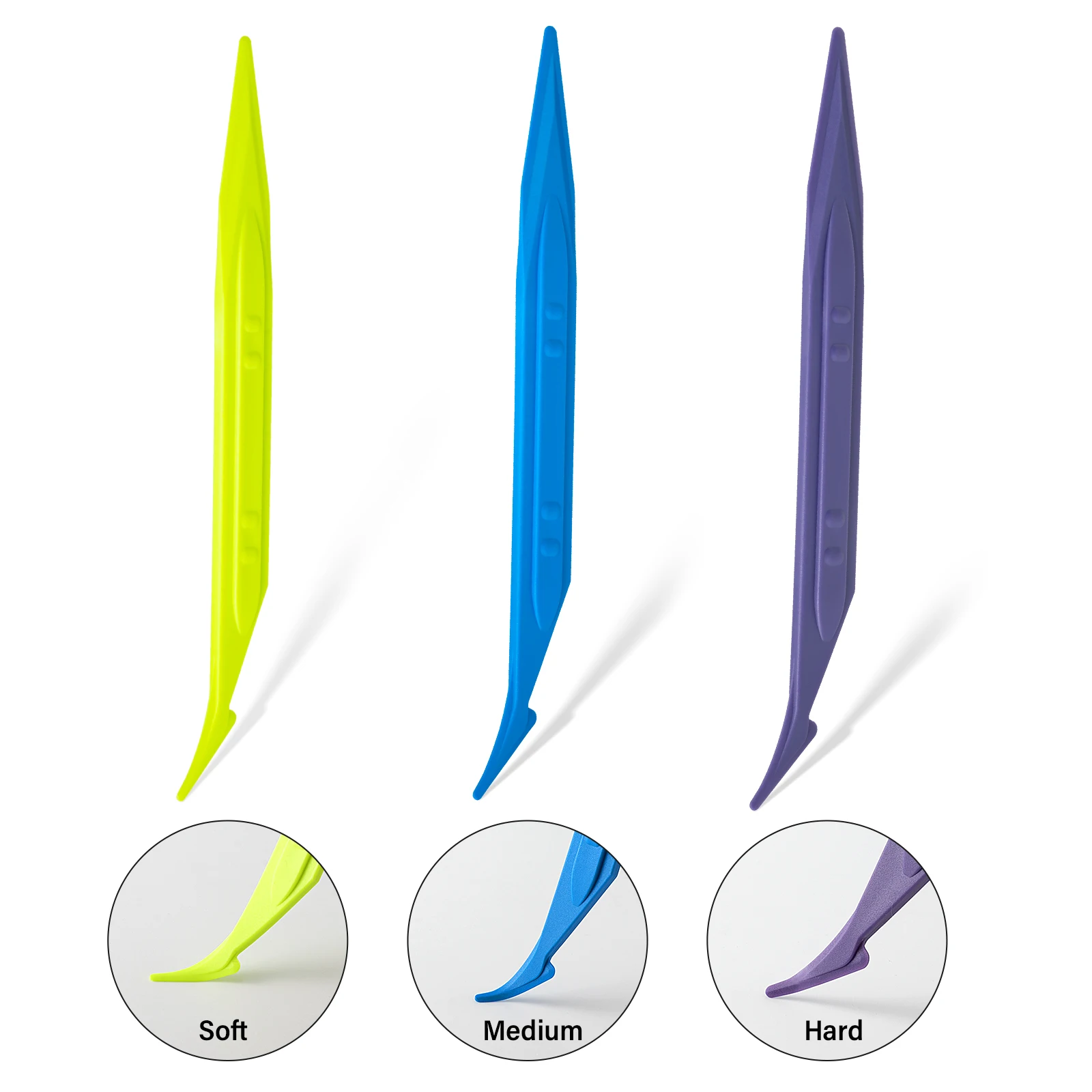 EHDIS 3-Hardness Double-Ended Wrap Stick Set Micro Tip Edge Corner Tucking Hand Tool for Car Protective Film Wrapping & Tinting