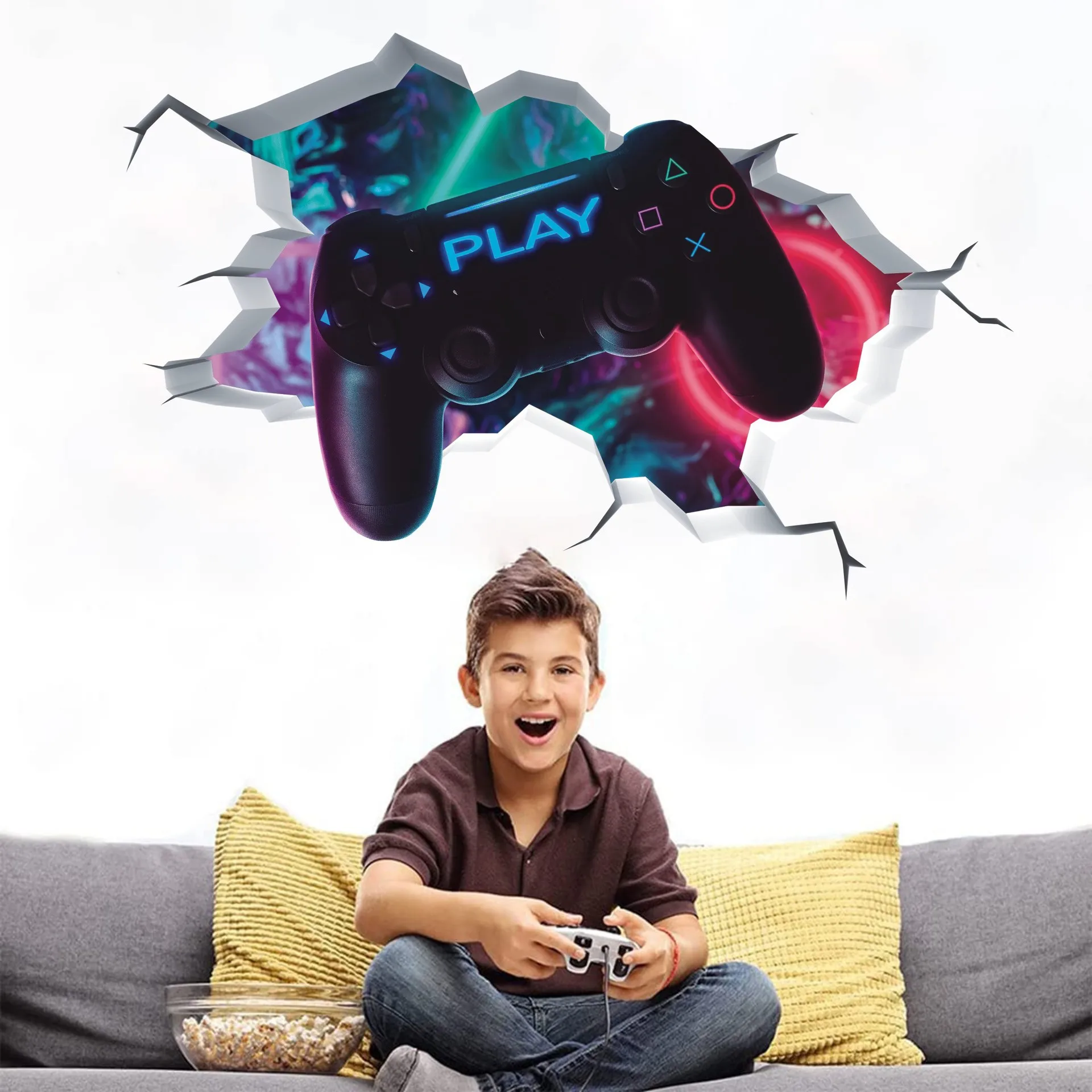 

breakthrough 3D games console Play Wall Art Stickers Decal Decor Vinyl Poster Mural removeable Kids gift