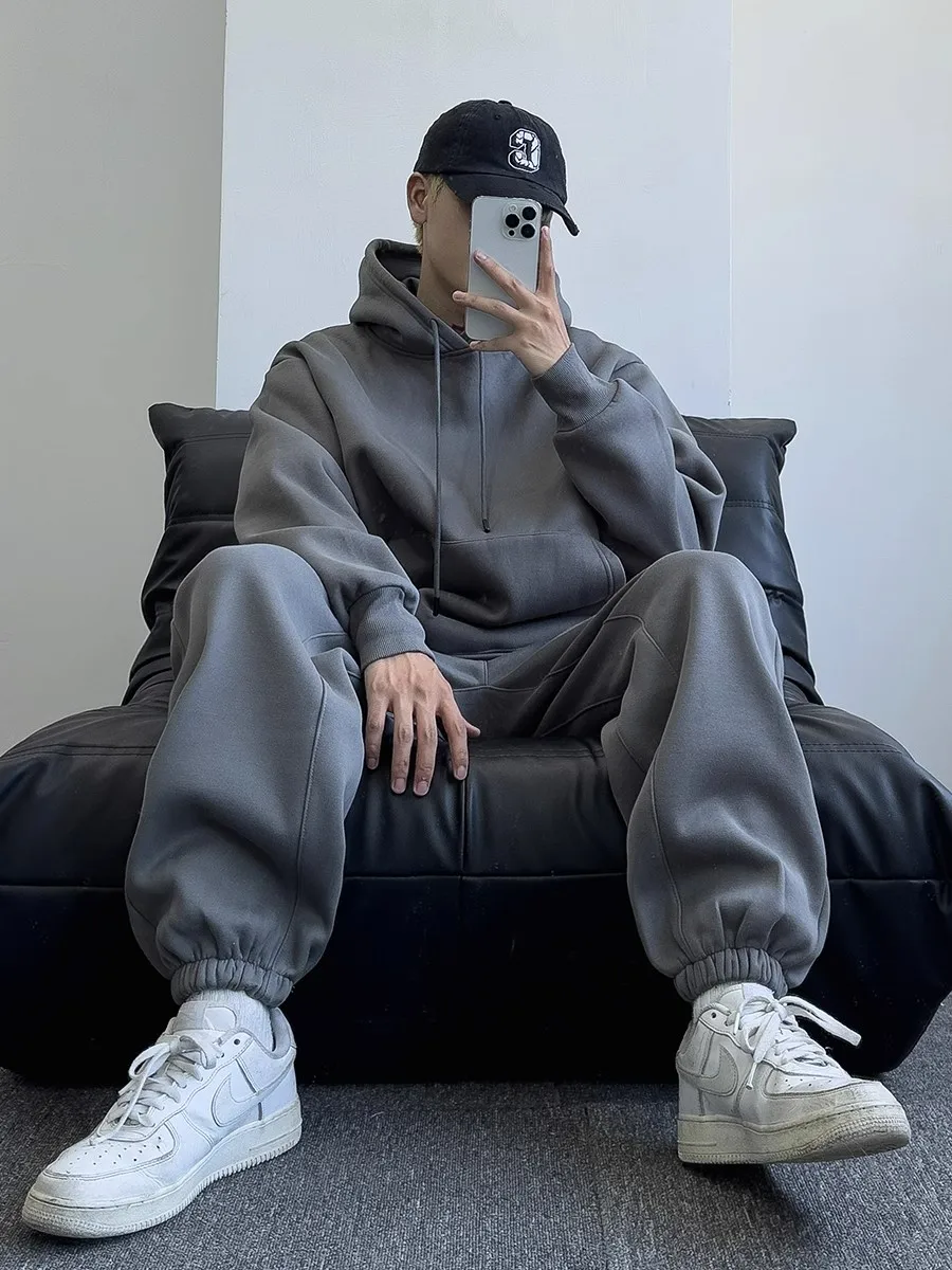 

Large Size 280 Pounds Sporty Casual Couple Set Men's Women's Two-Piece Suit Trendy Long Sleeve Hoodie And Pants for Youth