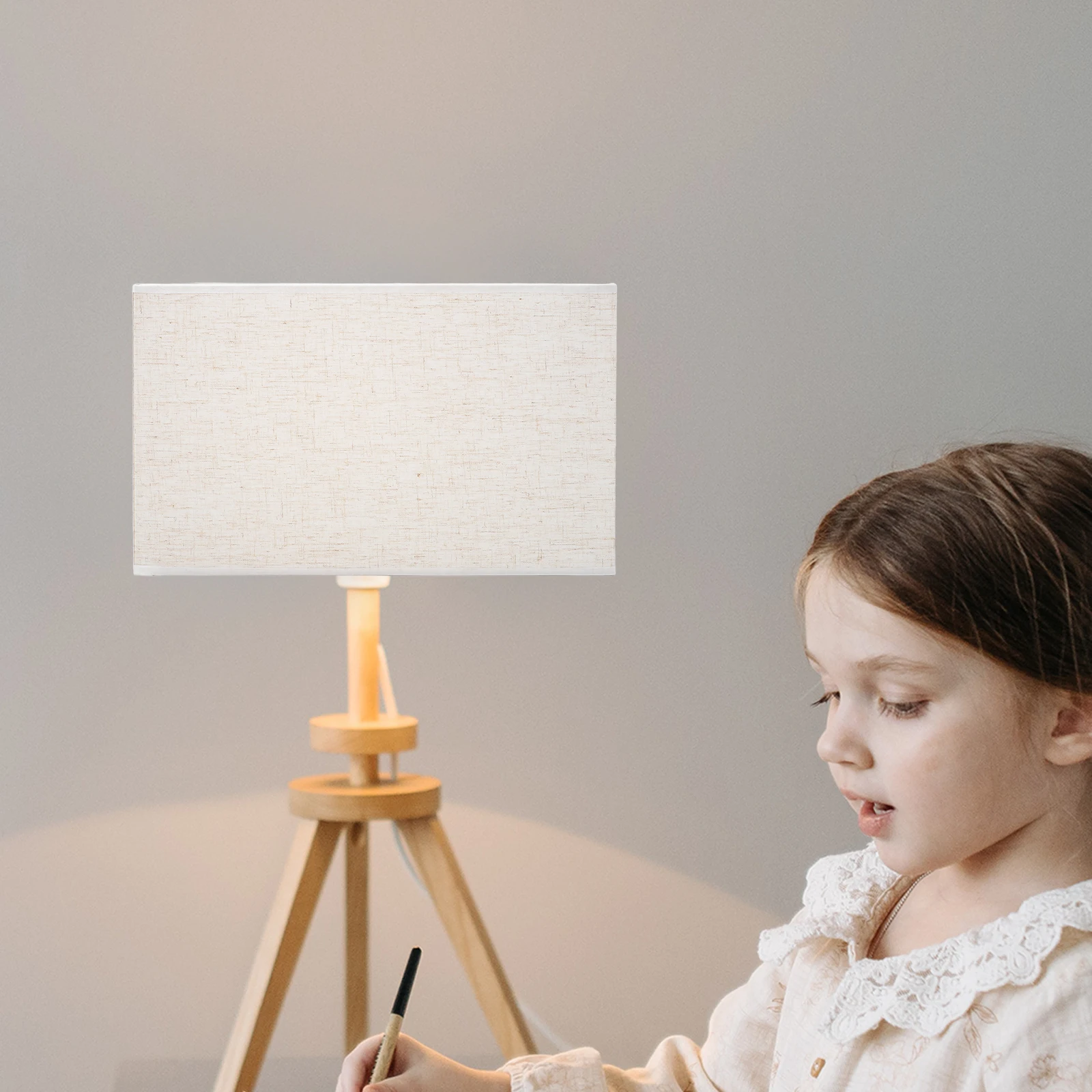 

Natural Linen Lamp Shade Fabric Cover Small Beige Wrought Iron Shades for Lamps Work