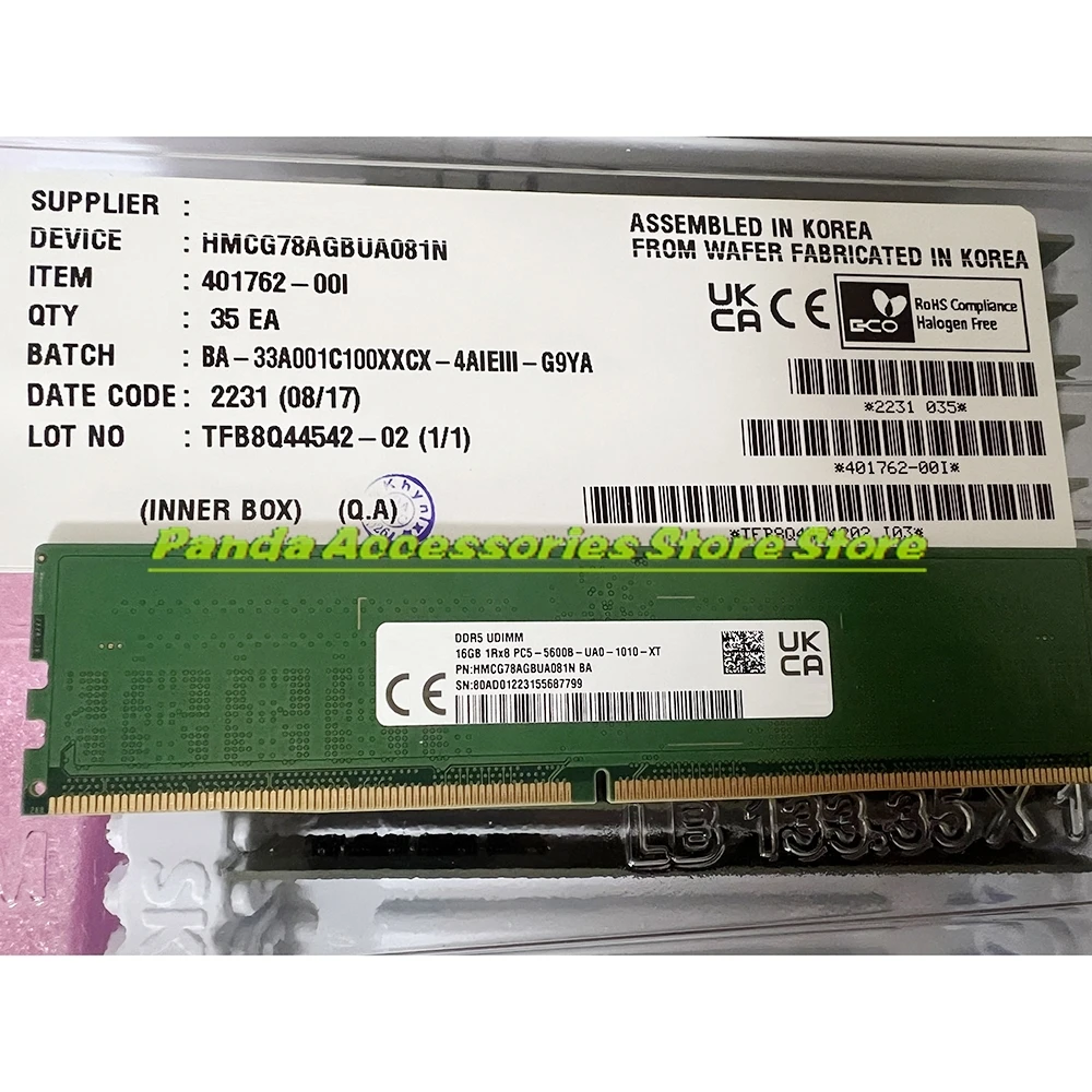 1PCS HMCG78AGBUA081N 16GB 16G DDR5 5600B PC5-5600B-UA0  RAM Memory