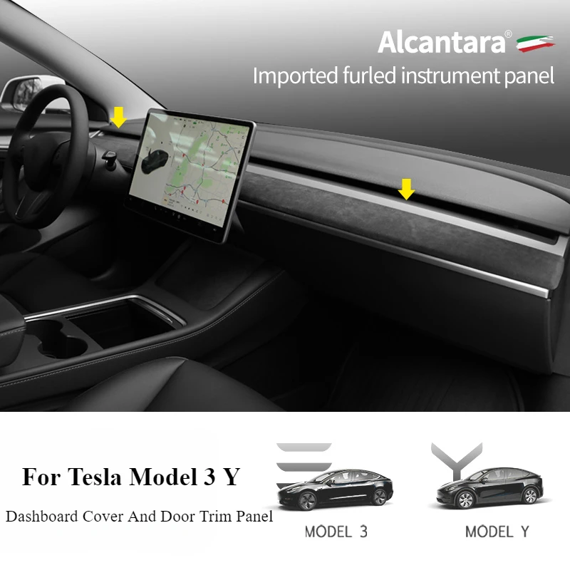 

Make of Alcantara Suede For Model 3/Y Dashboard Cover and Door Trim Panel Dash Trim Modification Cover Decor Adhensive Panel