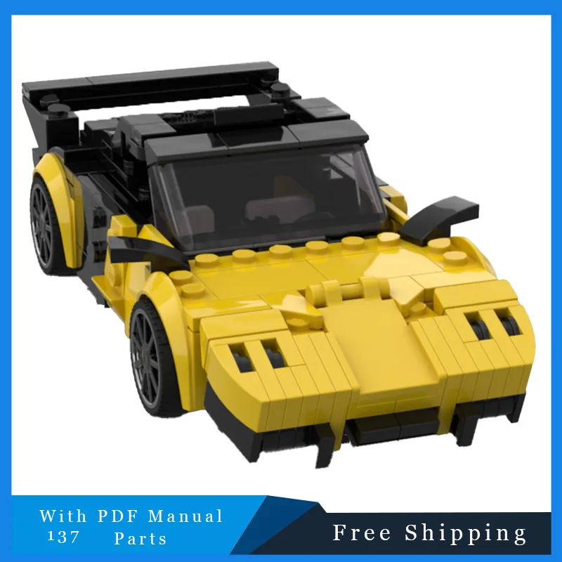137 PCS MOC Technische Bausteine Gelb Geschwindigkeit Auto Ziegel Modell Kreative Bildung DIY Montage Spielzeug Für Kinder Weihnachten Geschenke