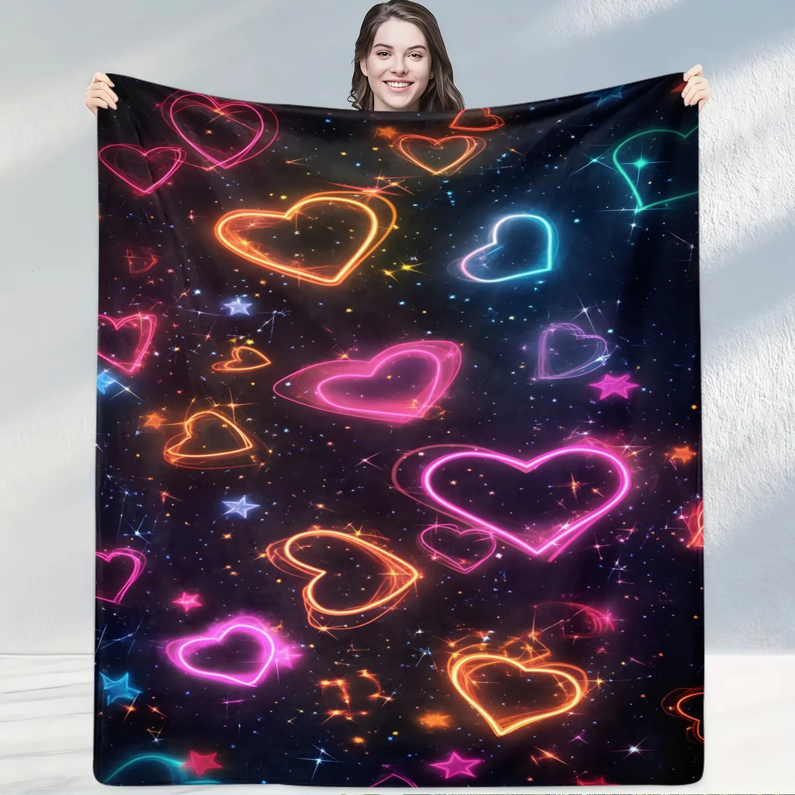 

Плед с узором «Сердца и Цветы»: Красочный, уютный плед для гостиных и спален, идеально подходит для игривого домашнего декора и жилых помещений