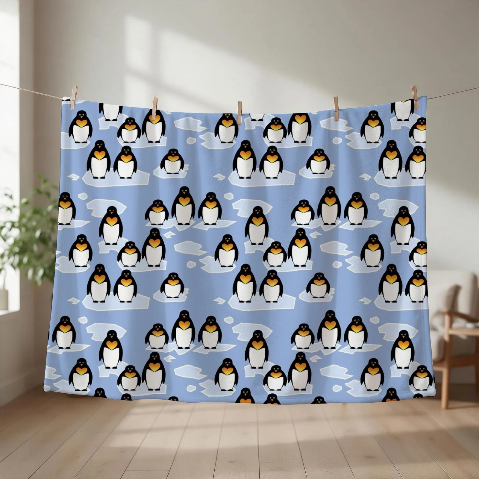 Penguin Pattern Throw Blanket Hairys wednesday Flannels valentine gift ideas Blankets