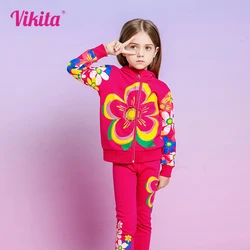 VIKITA Kids Coats Warm Children's Wear Girls Outerwear Clothes Cute Jackets Cotton Children Premium Casual Sports Coat