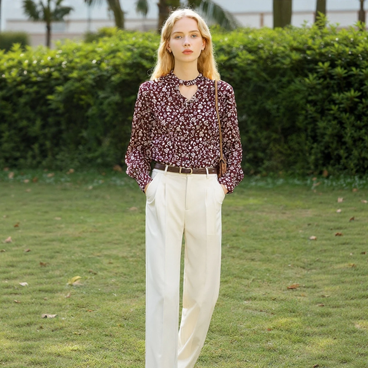 

Свободный повседневный свободный повседневный топ из полиэфирного волокна для похудения с цветочным принтом, длинный све, дышащий удобный женский топ