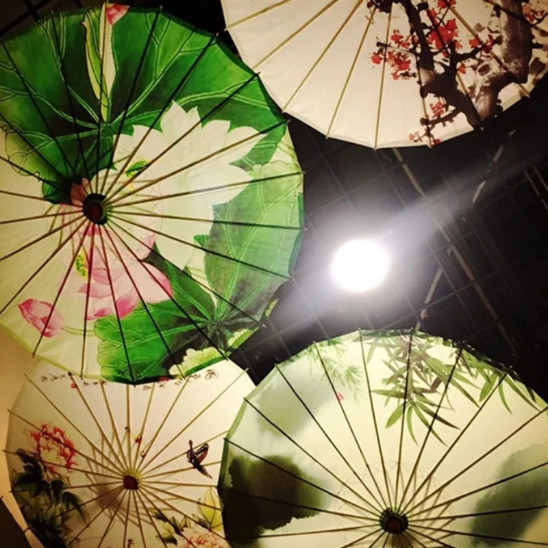 New 70/82cm Chinese Style Cloth Oil Paper Umbrella Dance Photography Props Flower Art Parasol Wedding Campus Decoration Umbrella