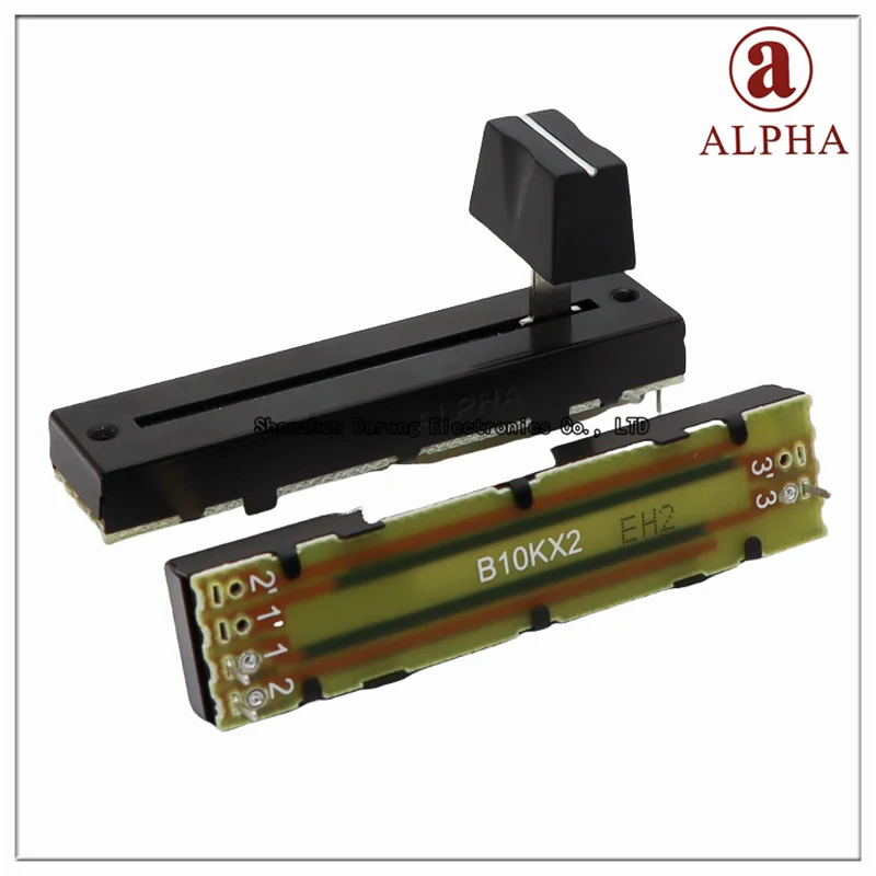 Taiwan Aihua ALPHA RA45D1F-211-20D1 straight sliding potentiometer 75MM 0B10K/0B20K×2D single tripod handle length 20MM with cap