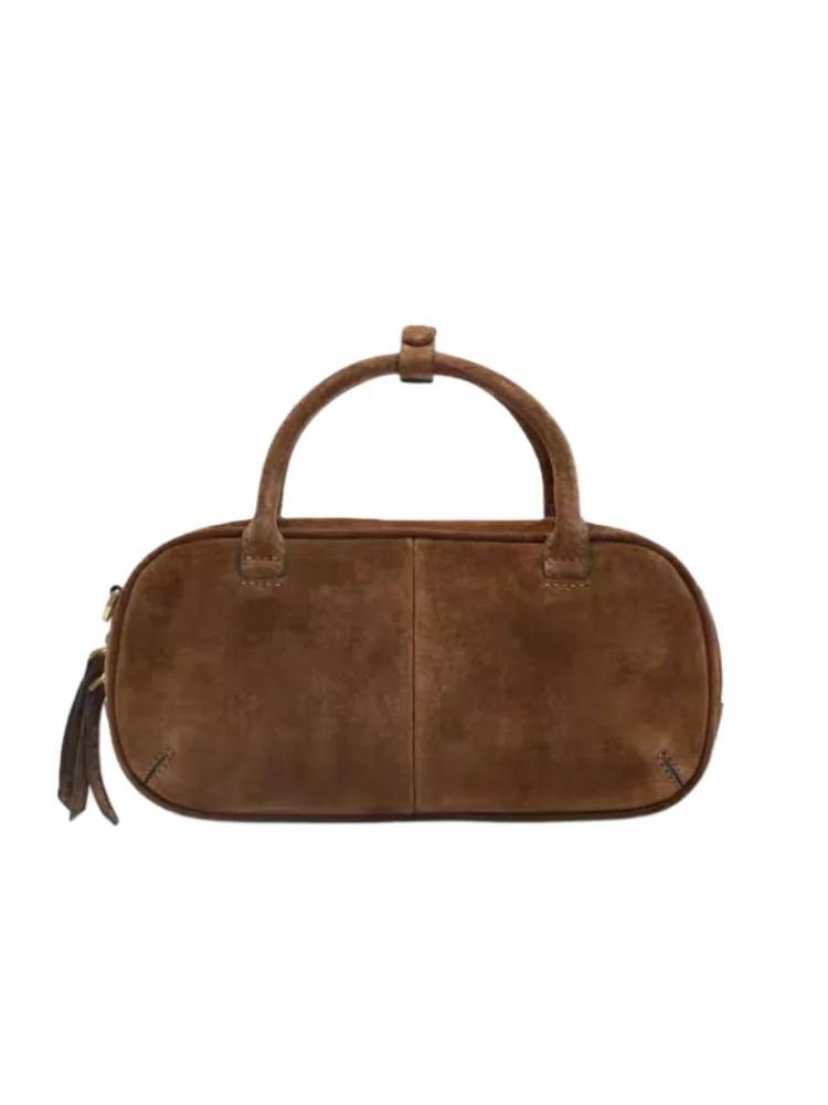 

Замшевая женская сумка, маленькая овальная сумка для боулинга, модная универсальная сумка высокого качества на плечо, кошелек-шоппер ﻿