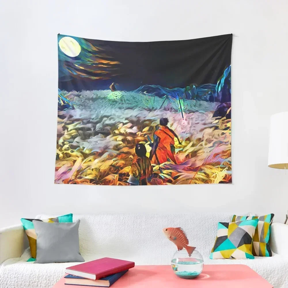 

A Wolf in the Colorful Nigth Tapestry Wall Decoration Items Kawaii Room Decor Room Decorator Tapestry