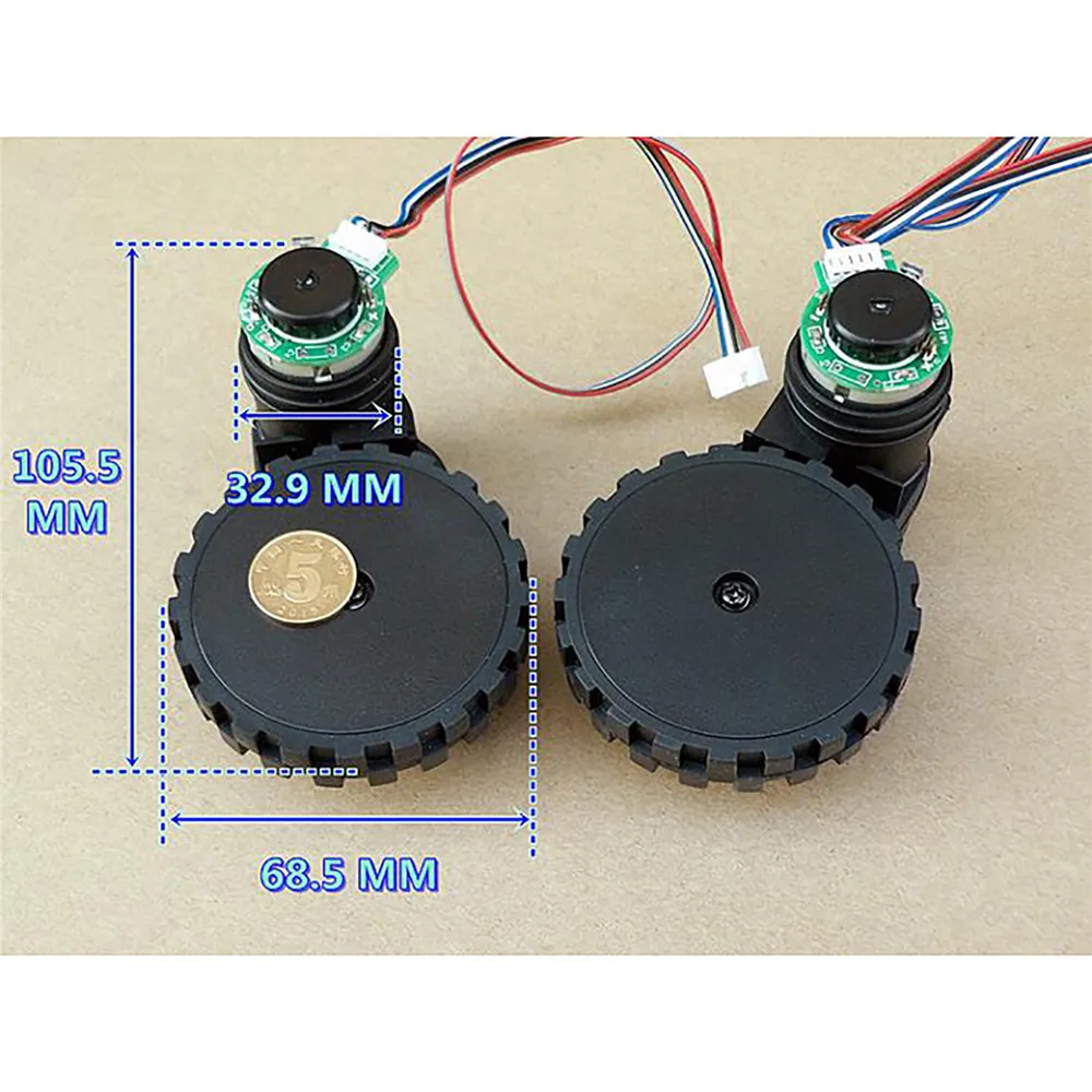 1pair DC12V Robot Vacuum Cleaner Motor DIY Model RC Car Tank Gearmotor Spare Motor Wheel with Encoder