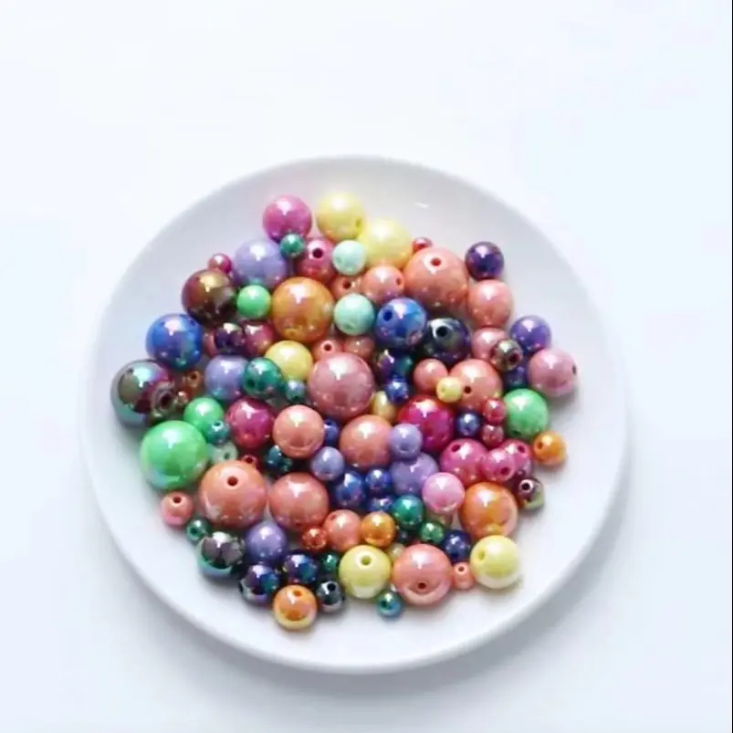 20-200pcs 6 8 10 12 14 16mm Multicolor AB Color Acrylic Ball Beads Loose Spacer Round Bead For DIY Phone Chain Bracelet Jewelry