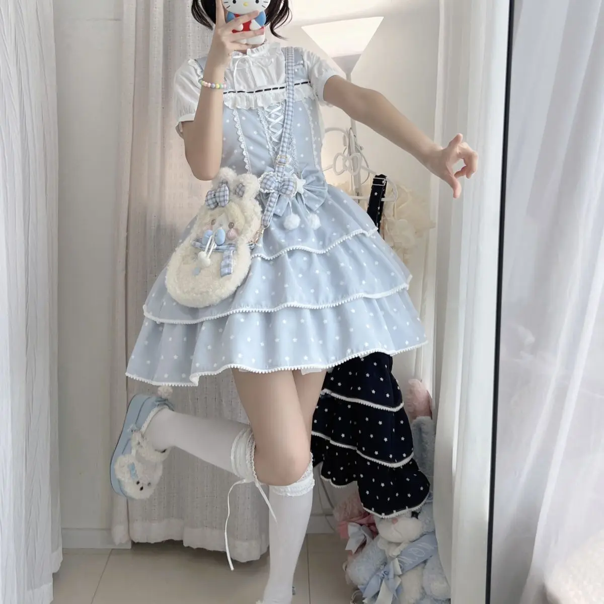 MAGOGO lolita's original cute three-piece halter dress with a doll vibe