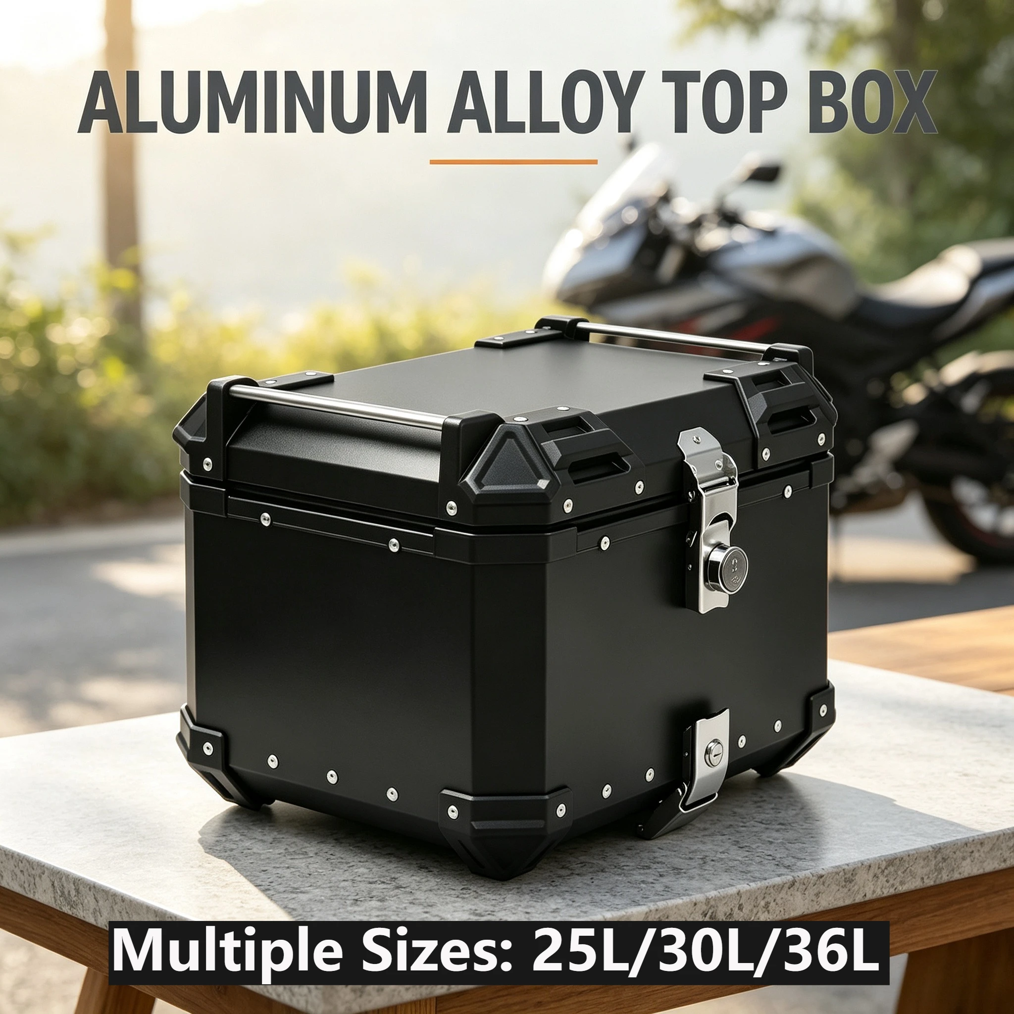 Universal Motorcycle Top Case Waterproof Tail Box Aluminum Alloy 25L/30L/36L New Password Lock for Motorcycles