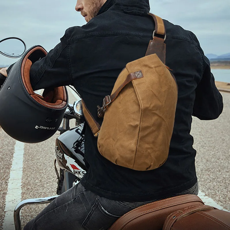 

Восковая холщовая нагрудная сумка для снижения нагрузки, водонепроницаемая мужская сумка для хранения мобильного телефона, большая вместительная дорожная диагональная сумка через плечо