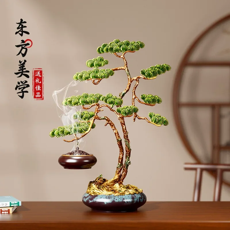 New Chinese Zen ornaments, enamel color welcome pine, living room hanging incense burner, indoor incense entrance decoration