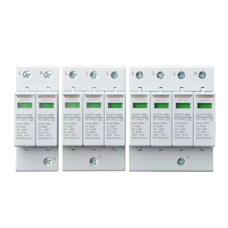 Three-phase Four-wire Lightning Arrester 2P3P4P Industrial Power Protector T2 Home Monitoring Lightning Disconnect 220v