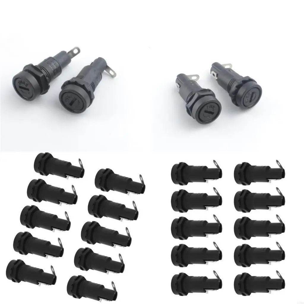  10Pcs High Temperature Resistance Fuses Box 250V 10A Tube Holder Replacement Panel Mount Chassis Fuses Holder Enduring