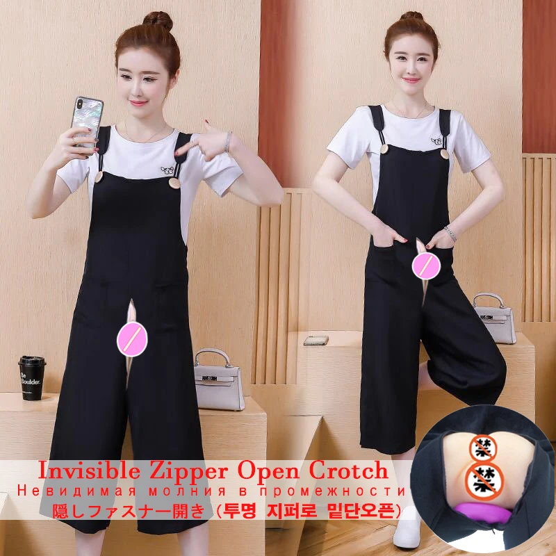 Outdoor Open Crotch Sex Pants Exotic Hotpants Women Boyfriend Ripped Jeans Peach Hip Denim Y2k Jumpsuit Playsuit Rompers Clothes