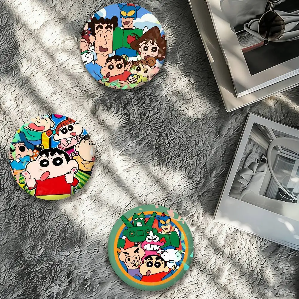 Cartoon Anime C-CRAYON S-SHINCHAN Laser Badge Creative Pins Brooch for Bag Clothes Hat Decor Gifts Fans Collect