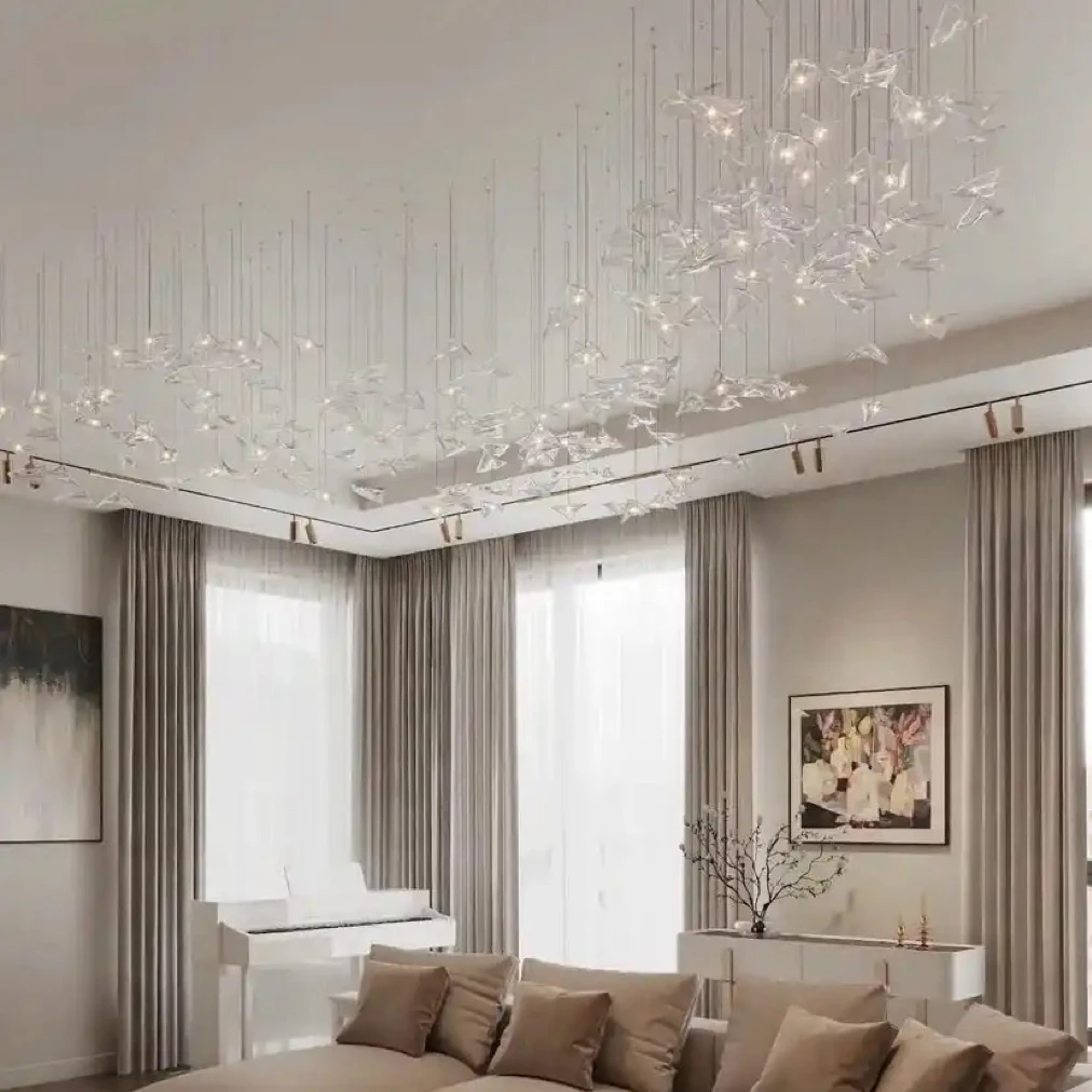 Customized Triangle Glass Chandelier, Hotel Lobby Banquet Hall Restaurant Villa Decorative Lamp